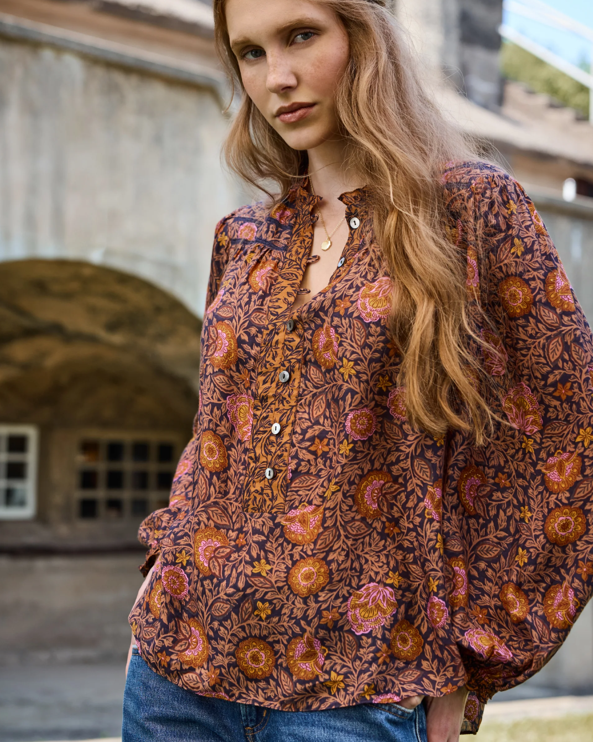 Sunset Vine - Evelyn Blouse - Prairie Dusk