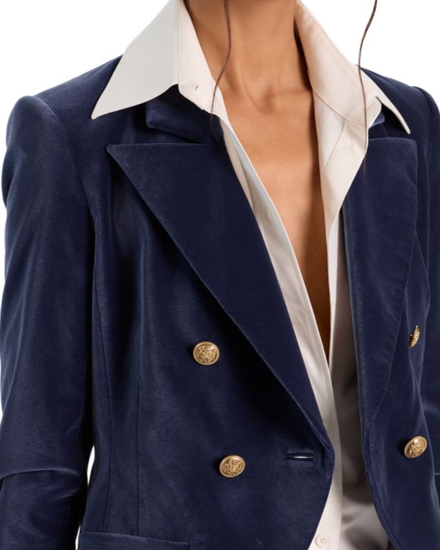BLOOMINGDALE'S ALICE AND OLIVIA VELVET DOUBLE BREASTED BLAZER