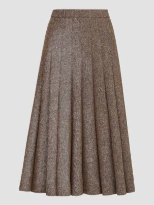 Virgin Wool Donegal Pleated Skirt