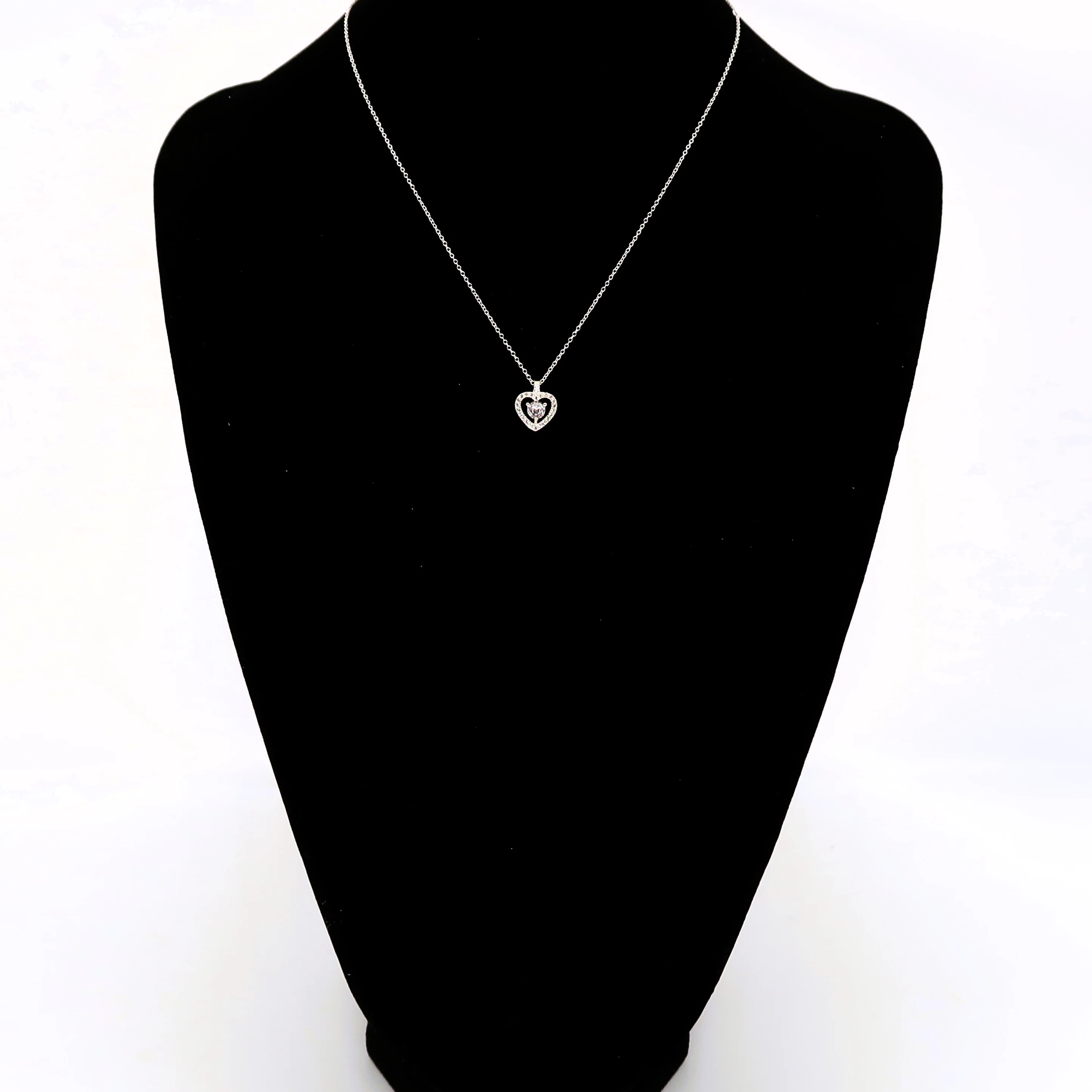 Crystal Heart Necklace Pendant: Luminous Diamonds in 925 Sterling Silver