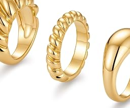 Chunky Gold Rings for Women, Statement Dome Stackable Ring Set