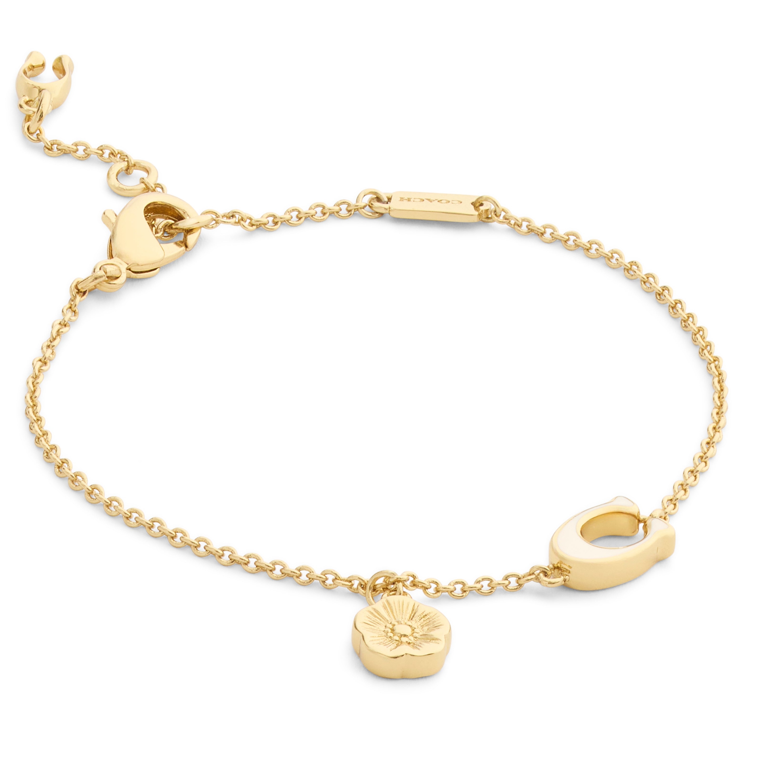 Tea Rose & Sculpted C Charm Bracelet