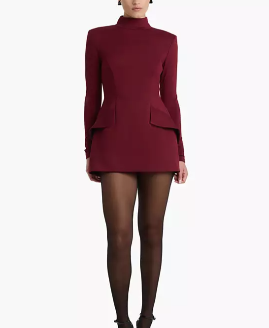 Women's Mock Neck Long Sleeve Sheath Mini Dress