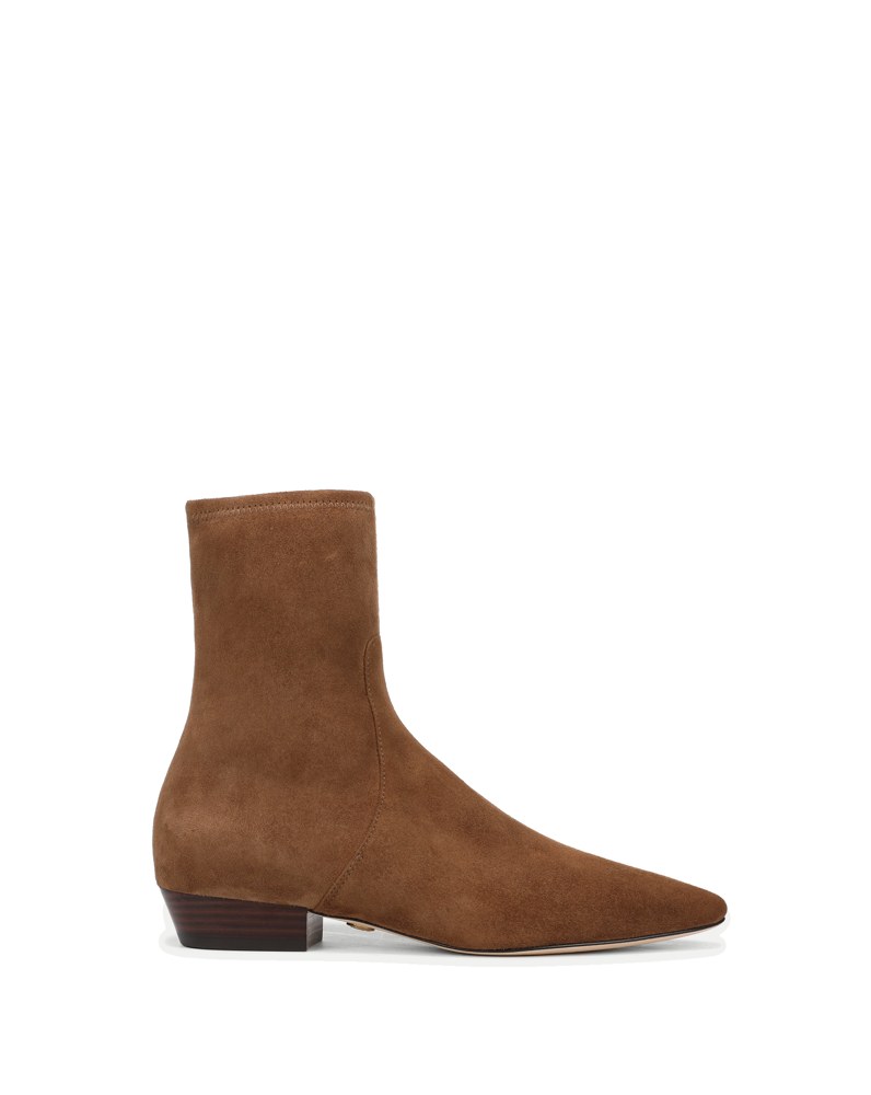 Glinda Stretch Ankle Boot in Brown Suede