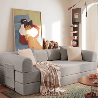 WAYFAIR 79"W BONELESS CONVERTIBLE SLEEPER SOFA BED WITH 4 PILLOWS