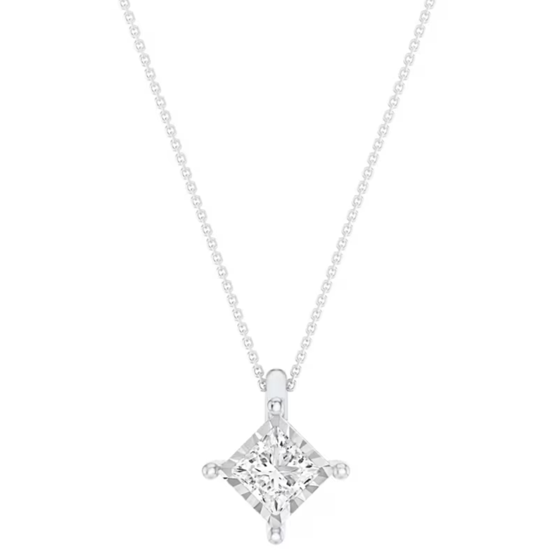 Helzberg Lab Grown Princess-Cut Diamond Illusion Pendant in 10K White Gold (1/3 ct. tw.)