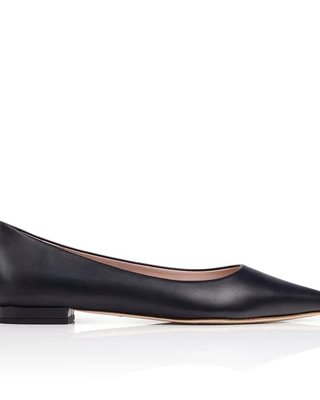 Lulu Navy Leather Flat