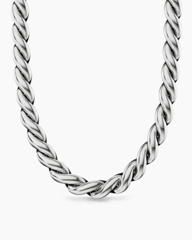 Sculpted Cable Chain Necklace In Sterling Silver 10mm