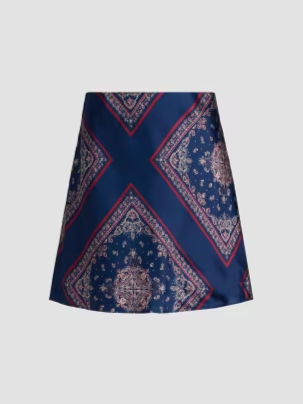 Aviva Paisley-Print Silk Miniskirt