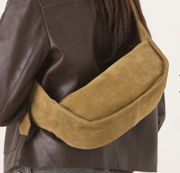 Suede adjustable sling crossbody bag