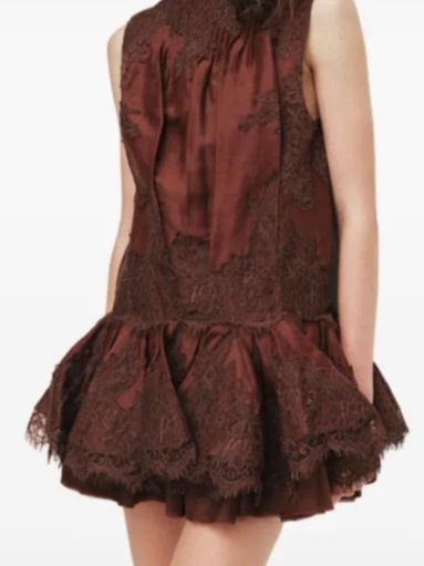 Cressida lace-trim ruffled mini dress