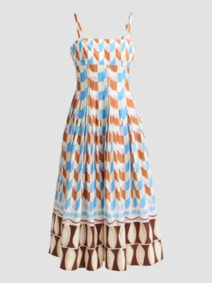 Sea Island Geometric Cotton Midi Dress