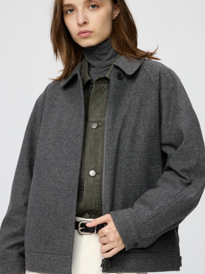 Wool Blend Harrington Jacket