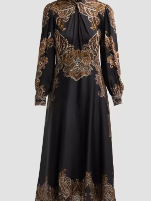 Raquel Paisley Silk-Blend Midi Dress