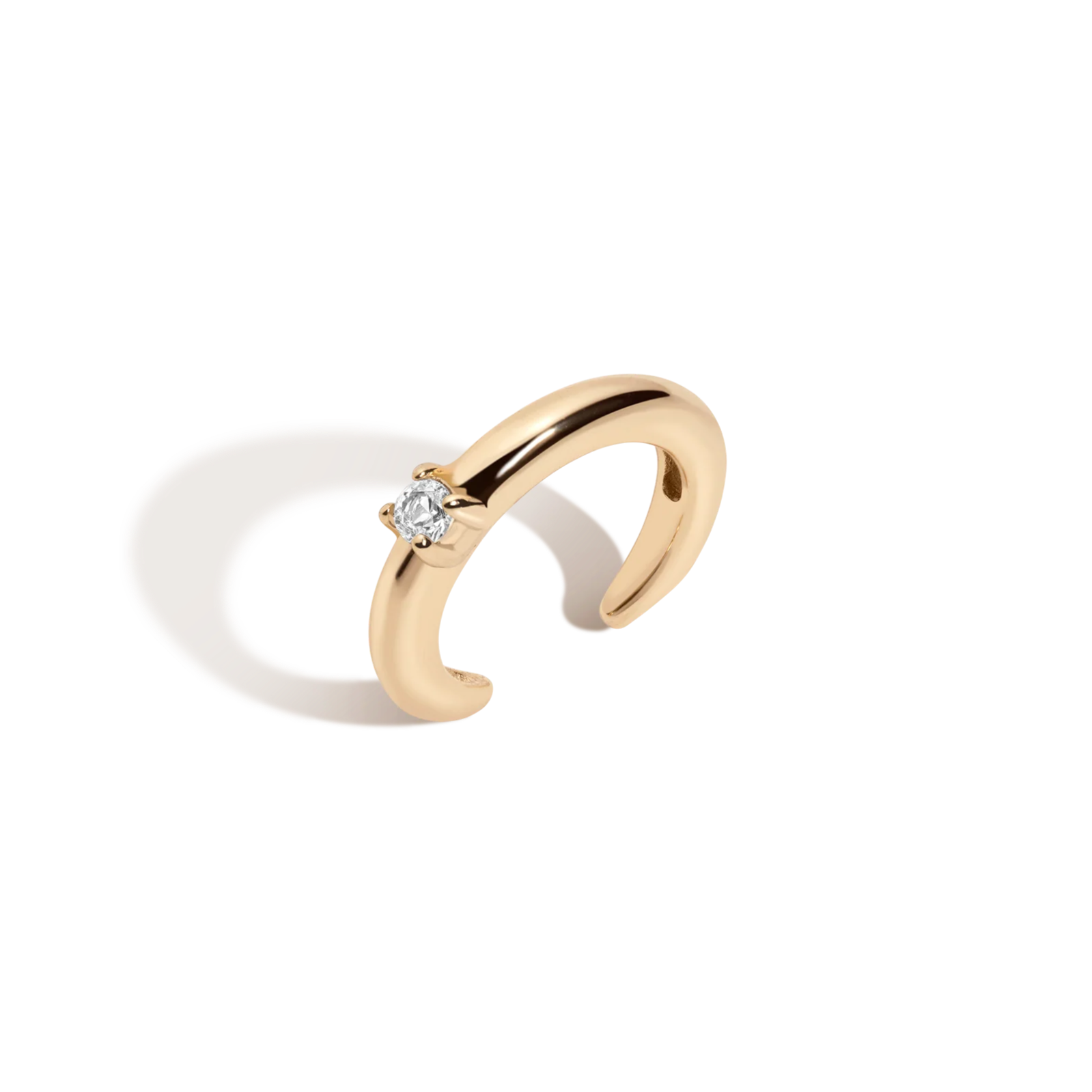 Mini Round Lab Grown White Sapphire Solitaire Ear Cuff