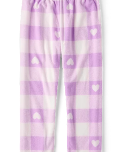 Girls Heart Buffalo Plaid Dream Fleece Pajama Pants