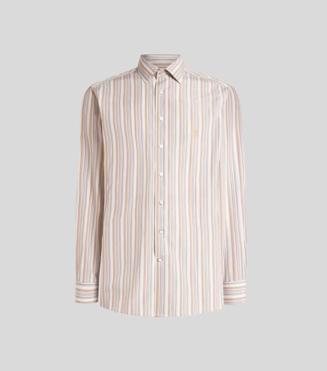 STRIPED COTTON SHIRT WITH PEGASO EMBROIDERY