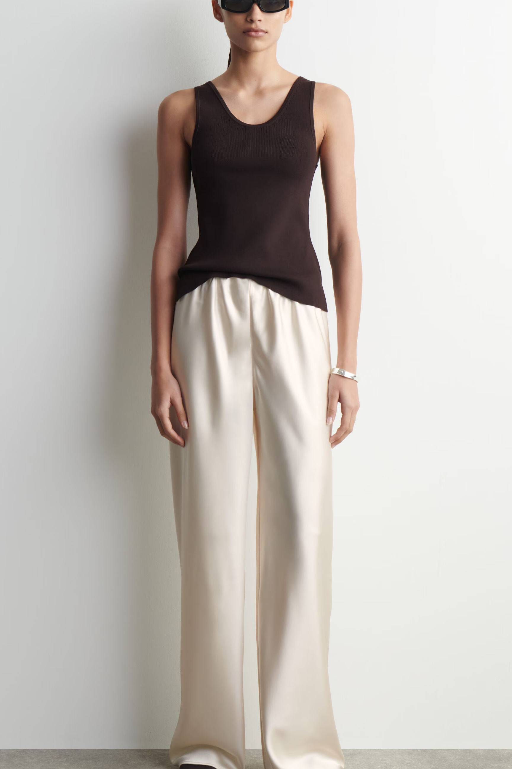 SATIN WIDE-LEG PANTS