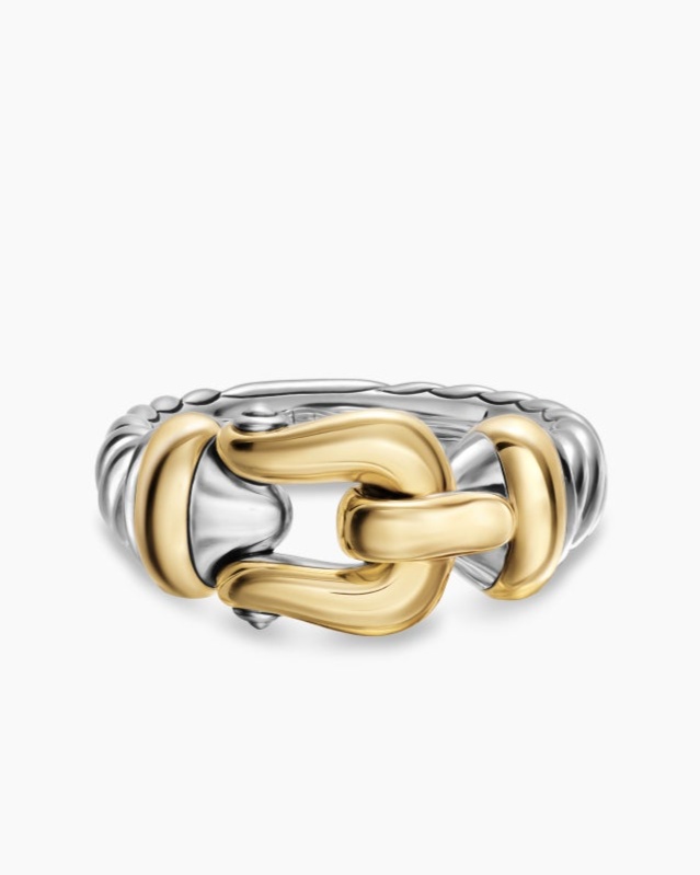 Buckle Ring In Sterling Silver With 14k Yellow Gold 10.4mm