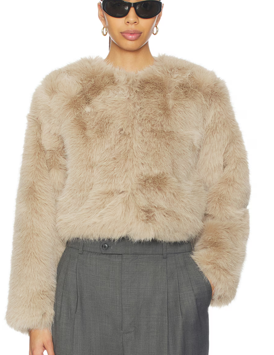 Crop Faux Fur Coat
