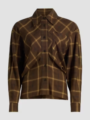 Check Plaid Banana-Sleeve Shirt
