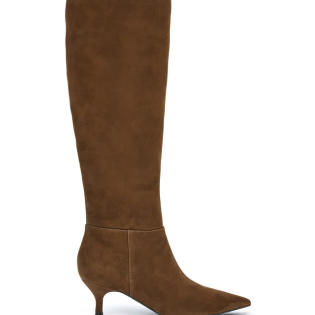 Somas Kitten Heel Knee High Leather Boots
