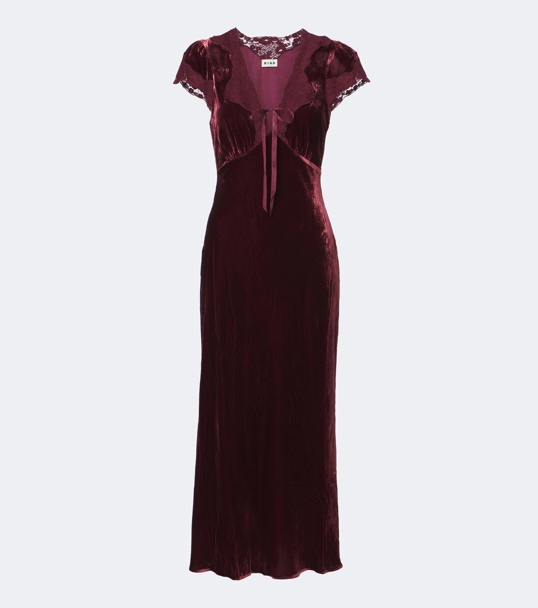 Amari lace-trimmed velvet midi dress