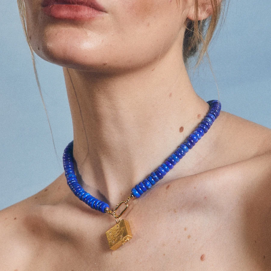 Heishi Lapis Lazuli Gemstone Necklace