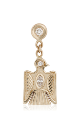 14k Yellow Gold Round Dia + Baby Marquise Dia Thunderbird Drop Stud