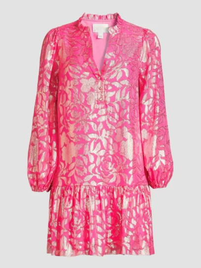Evaline Silk Dropped Waist Minidress