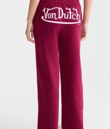 Von Dutch Logo Mid-Rise Straight Leg Sweatpants