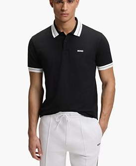 Men's Stretch-Cotton Stripe Trim Polo Shirt