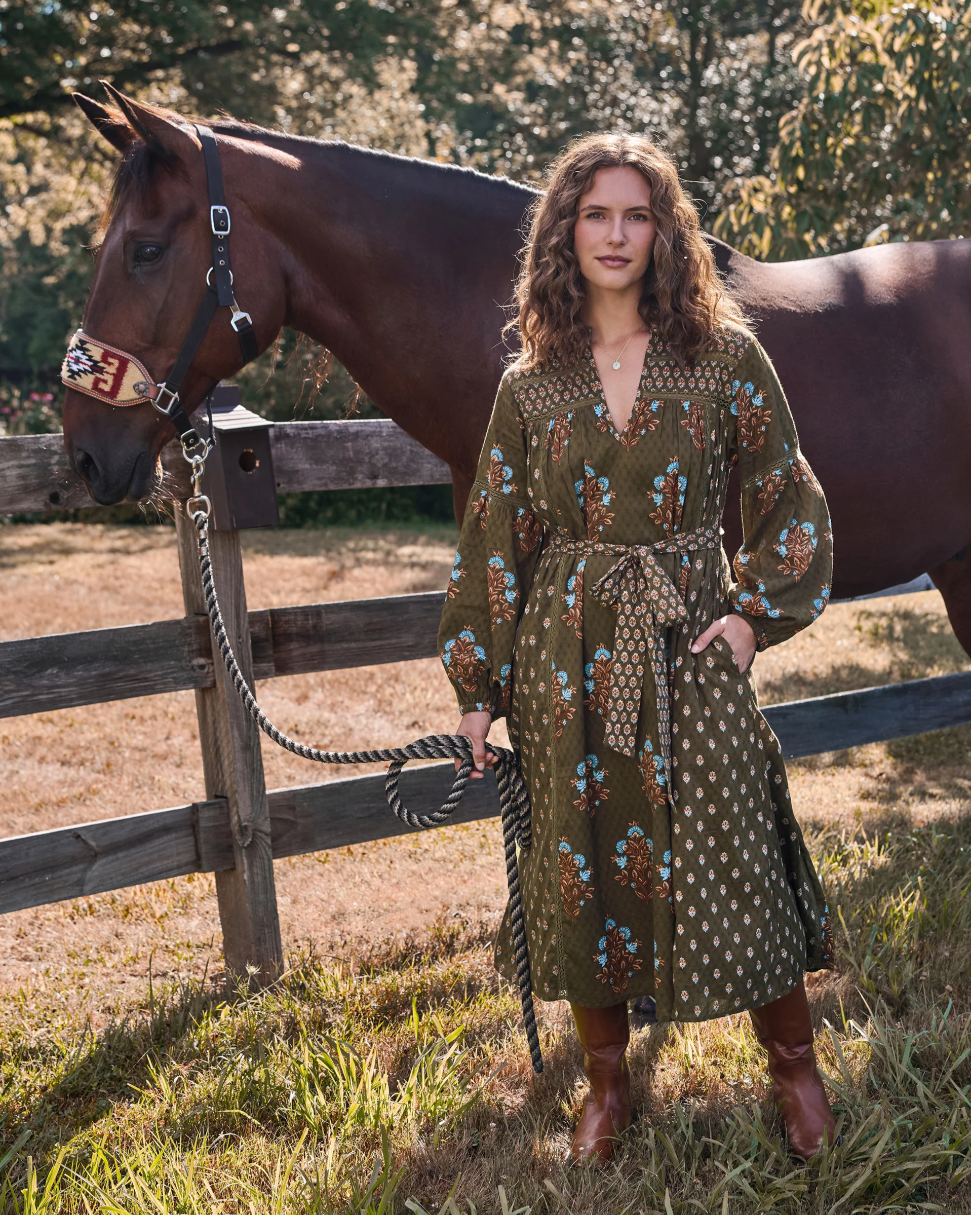 Colorado Wildflowers - Tallulah Dress - Deep Olive