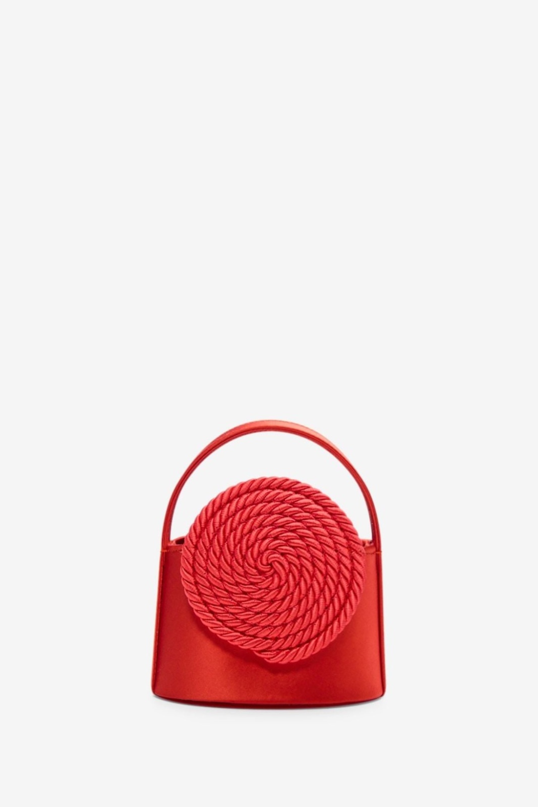 Red fire mini satin bag with passementerie details