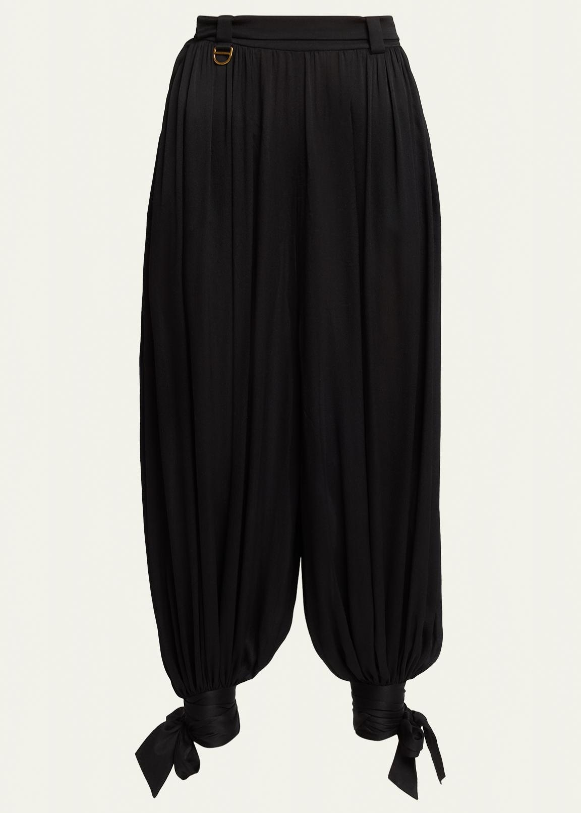 Silk Charmeuse Balloon-Leg Ankle Trousers