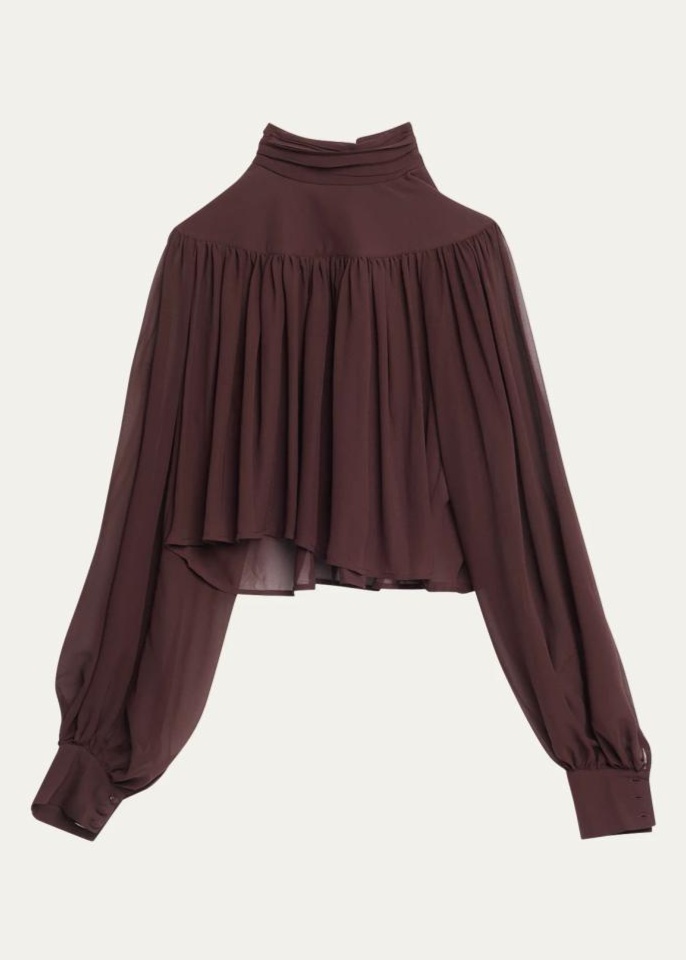 BERGDORF GOODMAN RONNY KOBO AERIN GATHERED JERSEY TOP