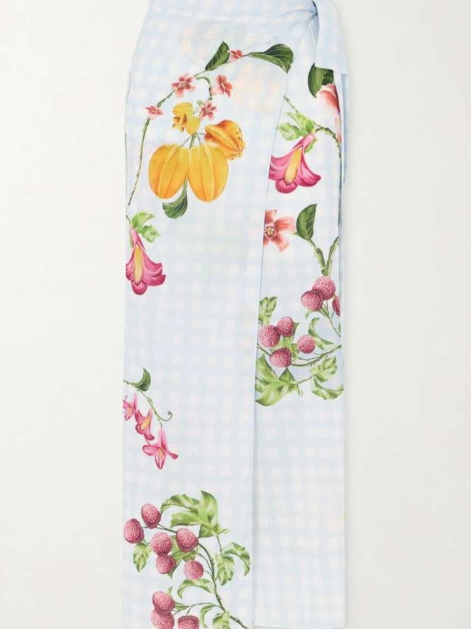 Lavanda printed cotton and silk-blend voile pareo