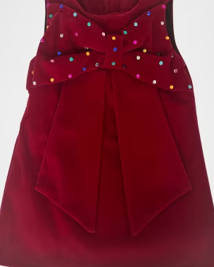 Girl's Scarlet Gem Bow Dress, Size 2-14
