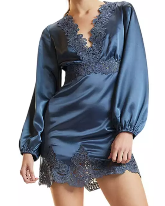 Satin Lace Mini Dress