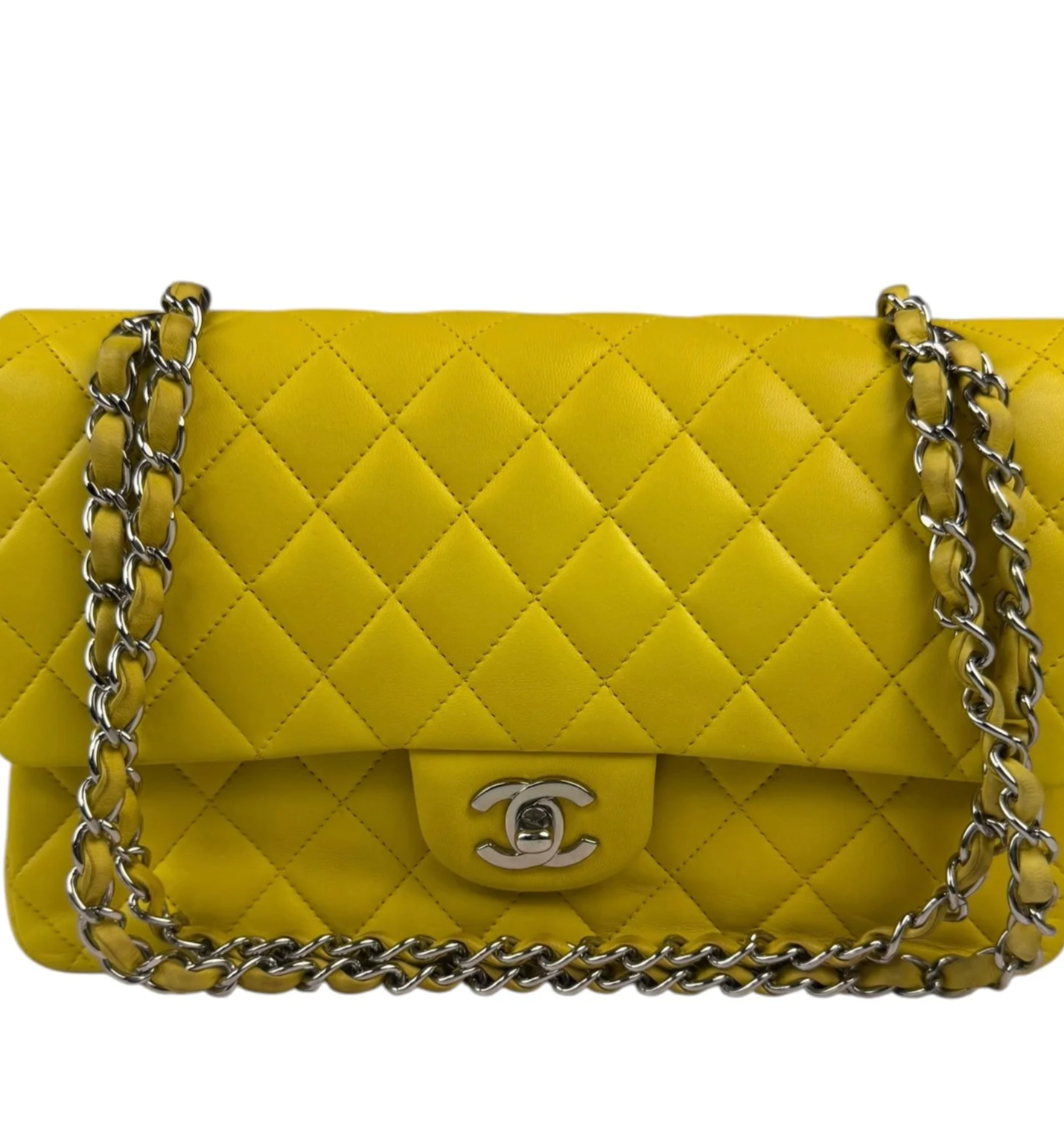 Chanel Yellow Quilted Lambskin Double Flap Bag 2009