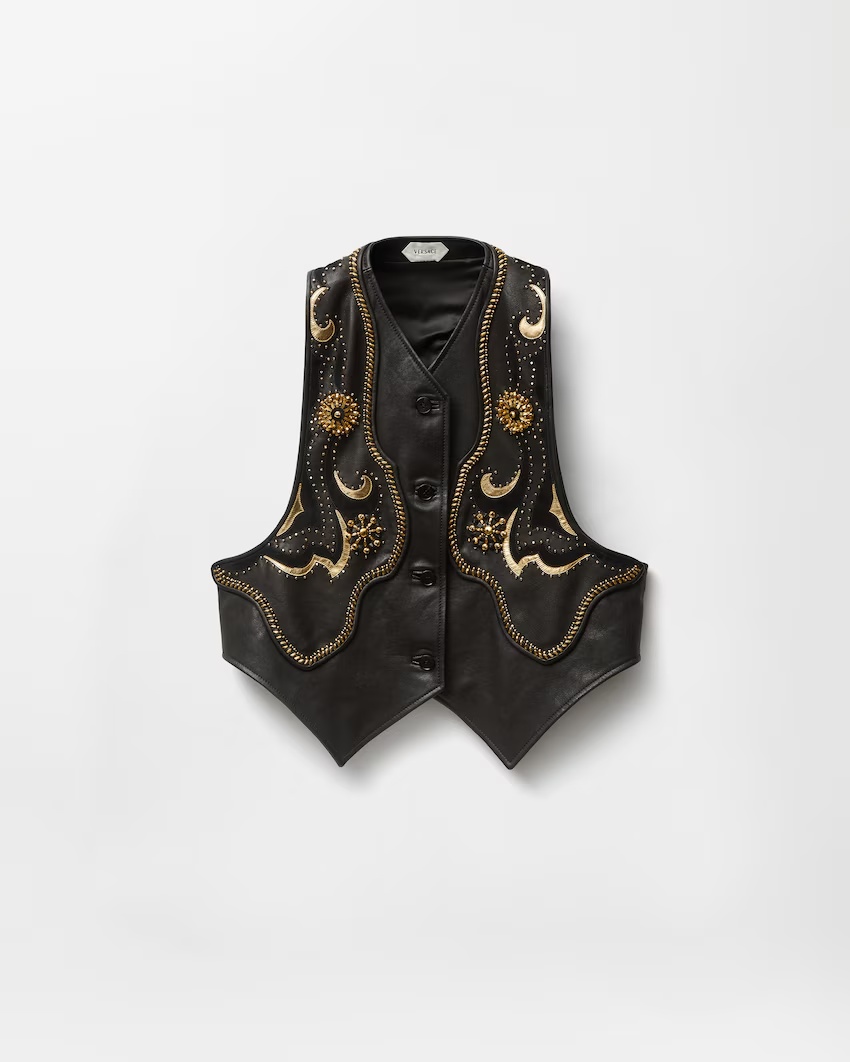 Embroidered Leather Vest