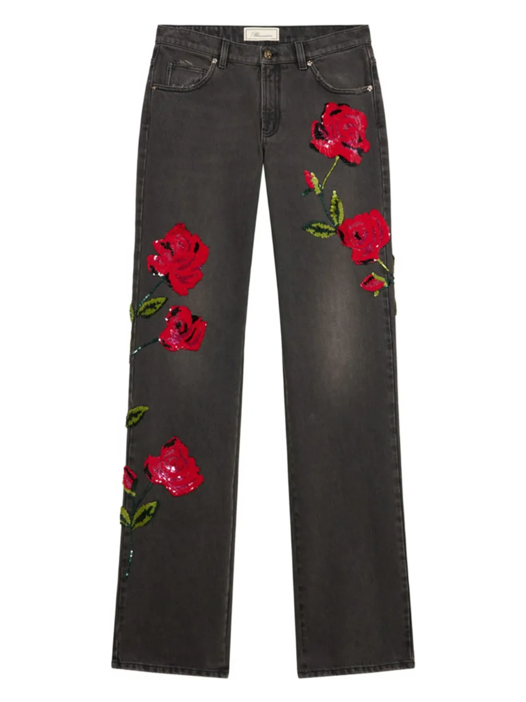 Blumarine Sequin-embroidered Wide-leg Jeans