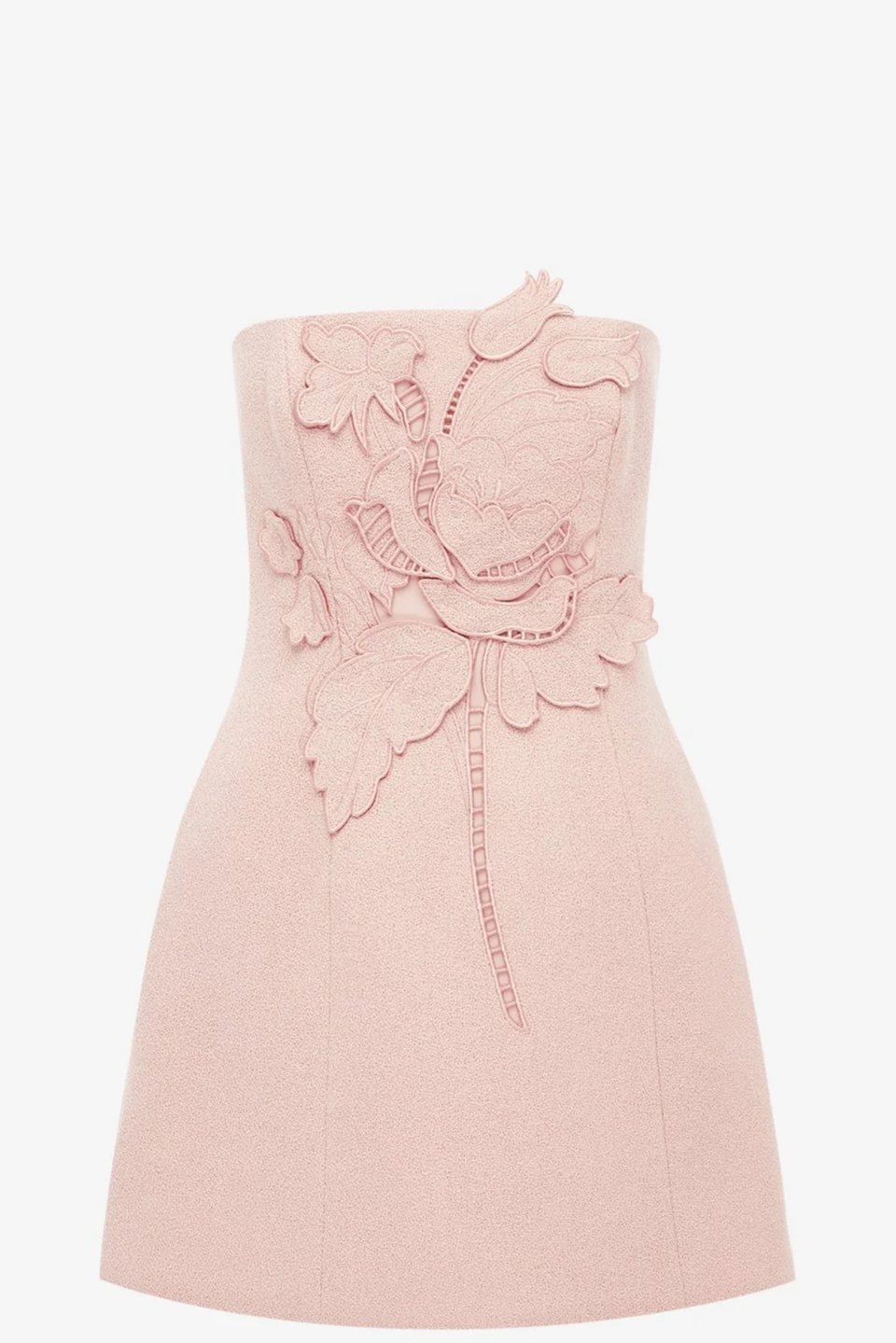 Roselle Appliqué Tweed Bustier Mini Dress - Dusty Pink