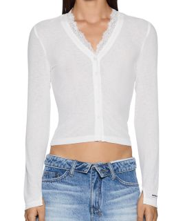 Mira Long Sleeve Lace Trim Top