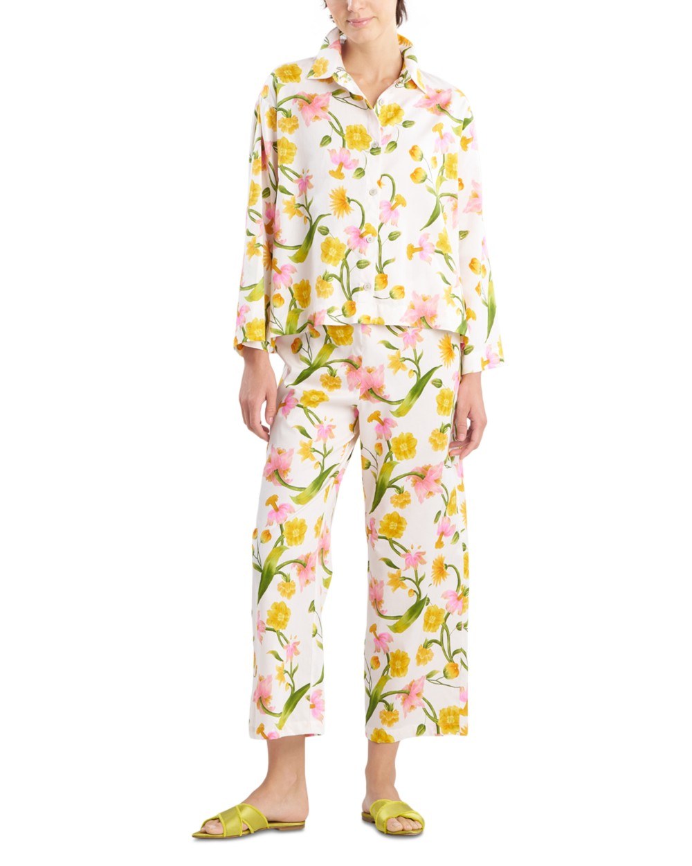 Solene Cotton Sateen Notch Pajama Set