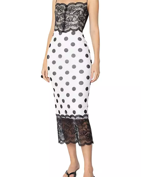 Pomi Lace Panel Midi Dress