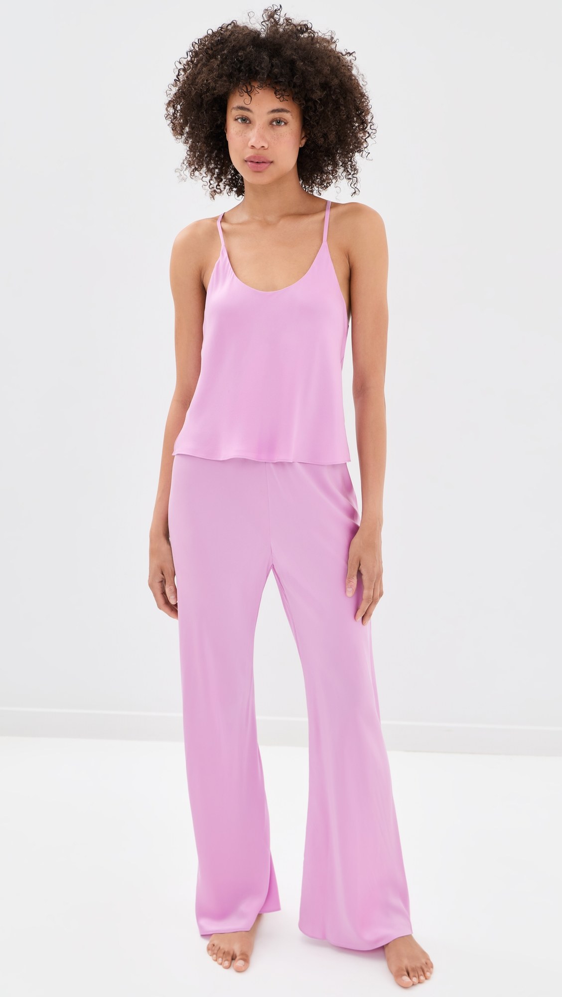 Washable Silk Bias Camisole Pant Pajamas Set