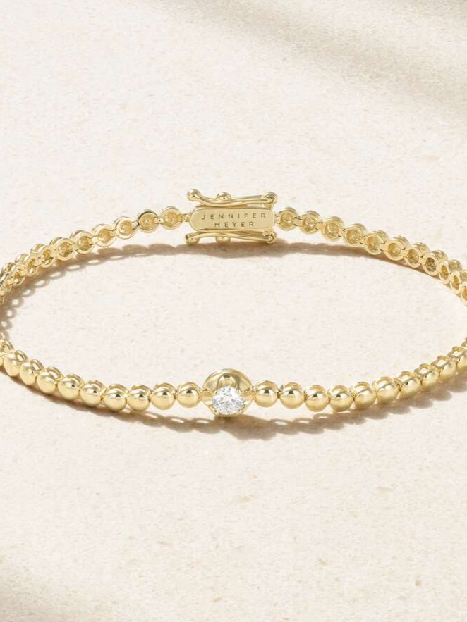 Mini Bezel 18-karat gold diamond tennis bracelet