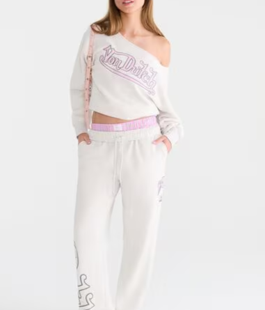 Von Dutch Logo Oversized Off-The-Shoulder Sweatshirt