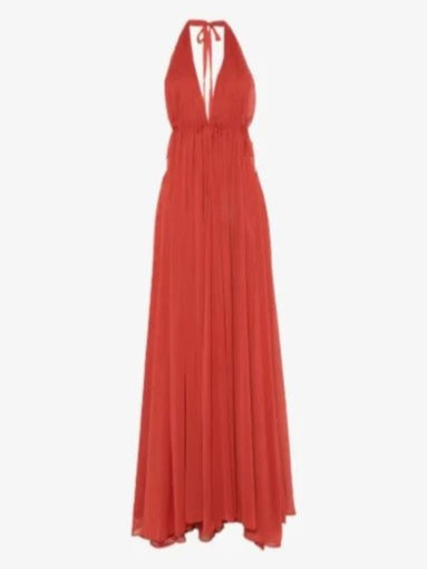 Florence halterneck pleated maxi dress